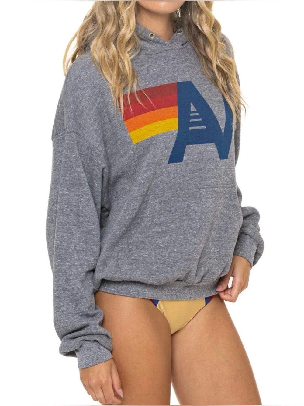 NWT Aviator Nation Relaxed Fit Grey Logo Pullover Hoodie Unisex XS